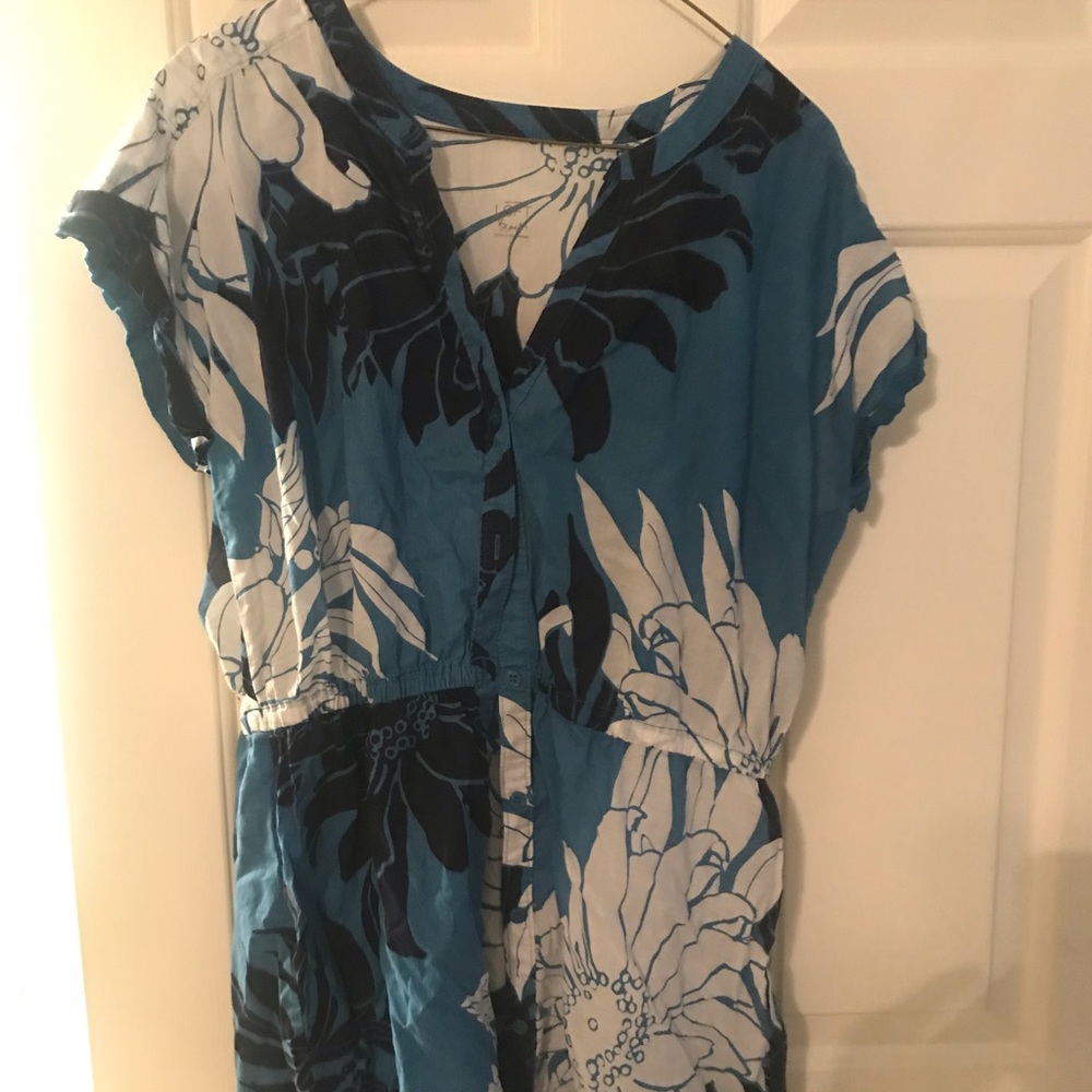 Ann Taylor loft swim cover up button down shirt L